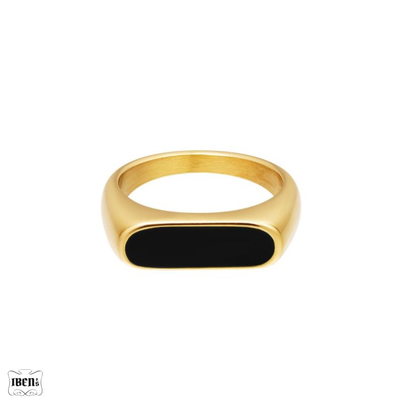 Ring | Enulie| Black bar | forgyldt