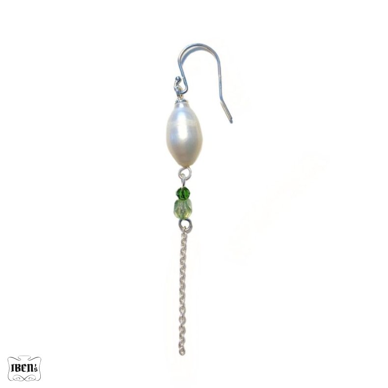 rering | One of a kind - stor perle - grn | sterling slv